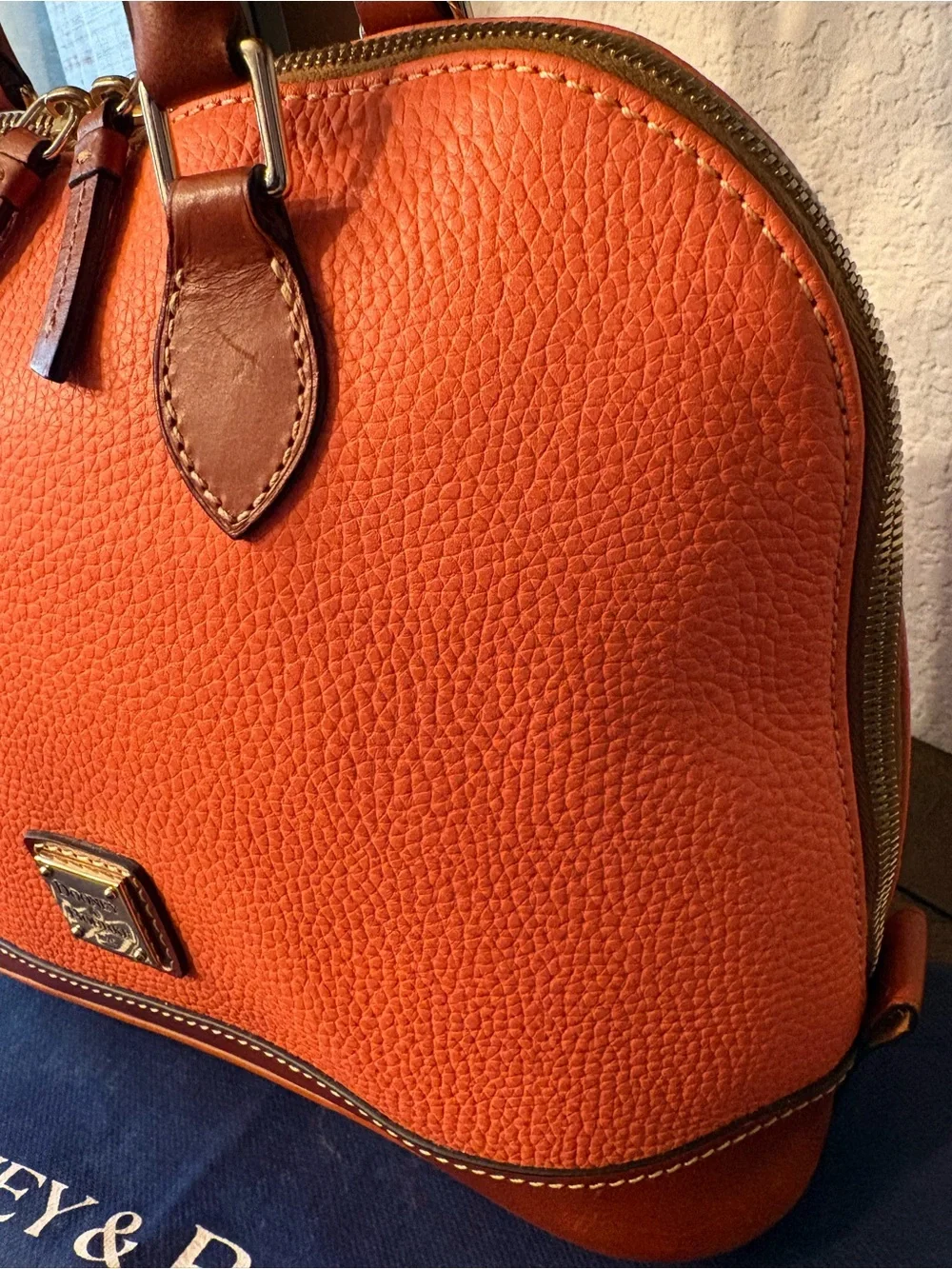 NWT Dooney & Bourke Coral Pebble Grain Zip Zip Satchel R343